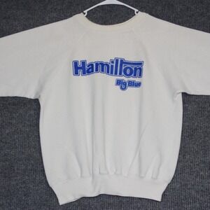 Vintage Ultra Sweats Hamilton‎ Big Blue White Crewneck Sweatshirt Mens L